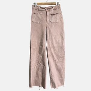 OAT Jeans‎ Wide Leg High Rise Raw Hem Dusty Rose Pants Indie Boho Cottagecore 10
